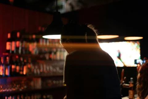 Silhouette of bar worker